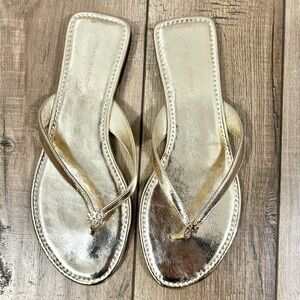 Tory Burch Classic Leather Flip Flop, Spark Gold, Sz 6.5
